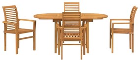 Conjunto de Jantar para o Jardim com 5 peças em Madeira Sólida de Teak
