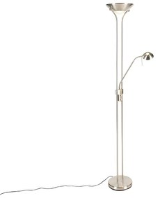 Candeeiro de pé em aço com candeeiro de leitura incluindo LED regulável em Kelvin - Diva Moderno