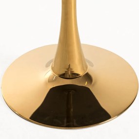 Mesa de Jantar Redonda Marmol de 80cm - Branco/Dourado - Design Modern