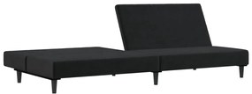 Sofá-cama de 2 lugares veludo preto