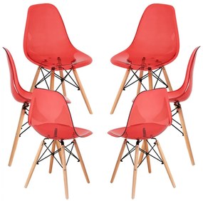 Pack 6 Cadeiras Tower Transparentes - Vermelho