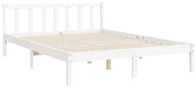 Cama sem colchão 140x190 cm madeira de pinho maciça branco