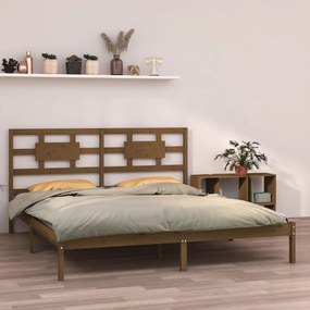Estrutura de cama 160x200 cm madeira maciça castanho mel