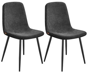 Conjunto de 2 cadeiras de sala de jantar (MESA NÃO INCLUIDA)  em tecido chenille 55 x 43,5 x 85,5 cm Cinzento