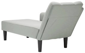 Chaise-longue com apoio de braço direito veludo cinzento claro