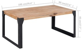 Mesa de centro em madeira de acácia maciça 100x60x45 cm