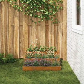Vaso de Jardim 3 Camadas 90x90x35 cm Aço Enferrujado