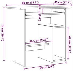 Secretária 80x45x74 cm derivados de madeira cinzento cimento