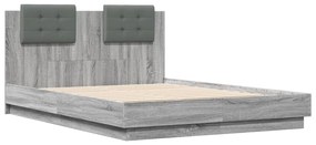 Estrutura de cama c/ cabeceira derivados madeira cinza sonoma