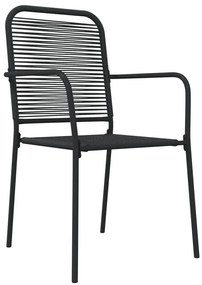 5 pcs conjunto de jantar p/ jardim corda de algodão e aço preto