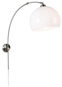 Candeeiro de parede retro em arco de aço com abajur branco ajustável Art Deco,Moderno,Retro