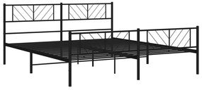 Estrutura de cama com cabeceira e pés 200x200 cm metal preto