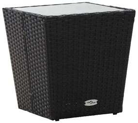Conjunto de Bistro de Jardim 3 Peças com Almofadas Preto Rattan Sintét
