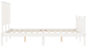 Cama sem colchão 140x200 cm madeira de pinho maciça branco