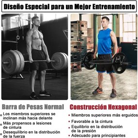 Barra Pesos hexagonal dobrável com punhos estriados Carga 363 kg Mola de segurança preta