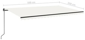 Toldo retrátil manual com LED 500x350 cm cor creme