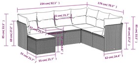7 pcs conjunto de sofás p/ jardim com almofadões vime PE bege