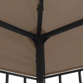 Gazebo com cordões de luzes LED 3x3 m cinza-acastanhado