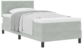 Cama Box Spring vidaXL com Colchão Cinza Claro 100x200 cm Veludo