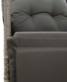 3 pcs conjunto bistrô com almofadões vime PE cinza