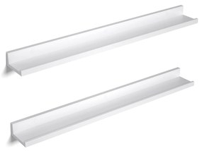 Conjunto de prateleiras flutuantes para parede com acabamento em alto brilho | SONGMICS | 80 x 10 x 5/2 cm | branco | LWS080W01.