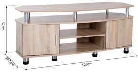 Mesa Suporte de TV Móvel de Jantar Sala Moderno Armário 2 Portas 2 Estantes 120x39.5x52cm Madeira Cor Carvalho