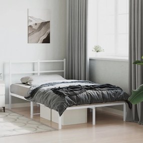 Estrutura de cama com cabeceira 120x190 cm metal branco
