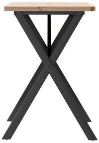 Mesa de jantar estrutura em X 80x50x75,5 cm pinho/aço