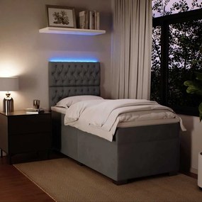 Cama com molas/colchão 80x200 cm veludo cinza-escuro