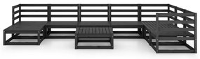 9 pcs conjunto lounge de jardim pinho maciço preto
