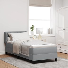 Cama Box Spring com Colchão Cinza Claro 80x200 cm em Tecido
