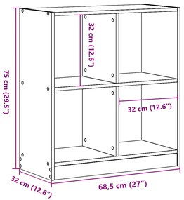 Estante 68,5x32x75 cm derivados de madeira cinzento sonoma