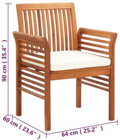 Cadeiras de jantar jardim c/ almofadões 2 pcs madeira acácia