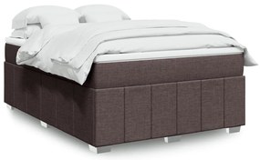 vidaXL Cama com molas/colchão 140x200 cm tecido castanho-escuro
