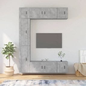 vidaXL Conjunto móveis de TV 7 pcs madeira processada cinzento cimento