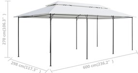 Gazebo com cortinas 600x298x270 cm 180g/m² branco