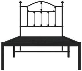 Estrutura de cama com cabeceira 90x200 cm metal preto