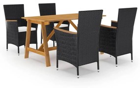vidaXL 5 pcs conjunto de jantar para jardim preto