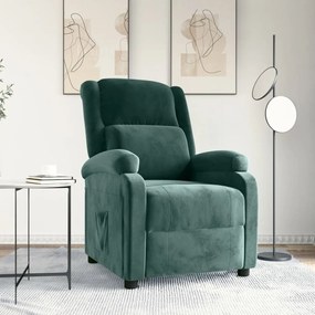 Poltrona reclinável veludo verde-escuro