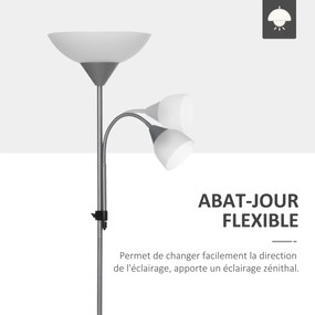 Candeeiro de pé, candeeiro de sala com 2 cabeças com casquilhos E27 e E14, base em metal, dim. Ø28 x 179,5 cm (altura)