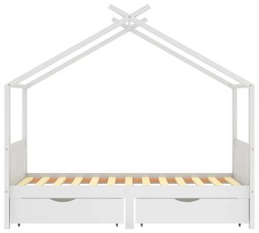 Cama para crianças c/ gavetas 90x200 cm pinho maciço branco