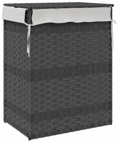 Cesto para roupa suja com tampa 46x33x60 cm vime PE cinzento
