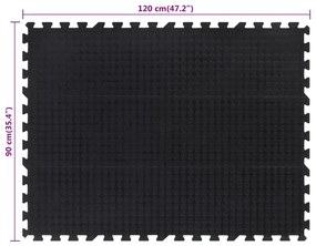 Ladrilho de borracha 12 mm 90x120 cm preto