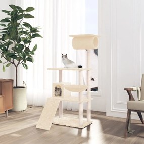 Árvore p/ gatos c/ postes arranhadores sisal 131 cm cor creme