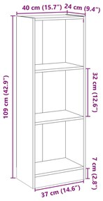 Estante 3 prat. 40x24x109cm madeira processada branco brilhante