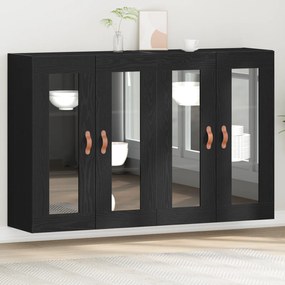Armários de Parede 2 pcs Carvalho Preto 69,5x34x90 cm Madeira de Engen