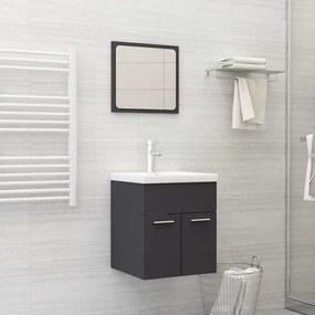 vidaXL 2 pcs conjunto móveis casa de banho contraplacado cinzento