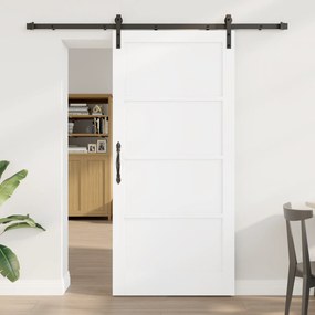Porta Deslizante com Conjunto de Ferragens Branca 93x202 cm de Madeira