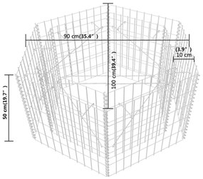 Canteiro elevado/cesto gabião hexagonal 100x90x50 cm