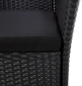 5 pcs conjunto jantar exterior com almofadões vime PE preto